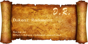 Dukesz Radamesz névjegykártya